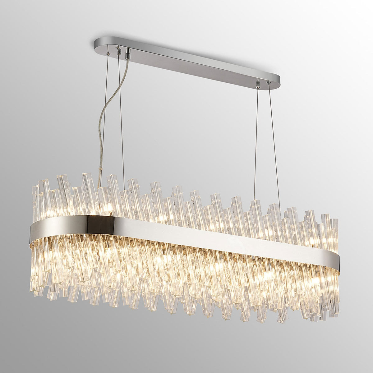 Kelly Twenty Four Light Oblong Pendant in Polished Nickel & Clear Glass