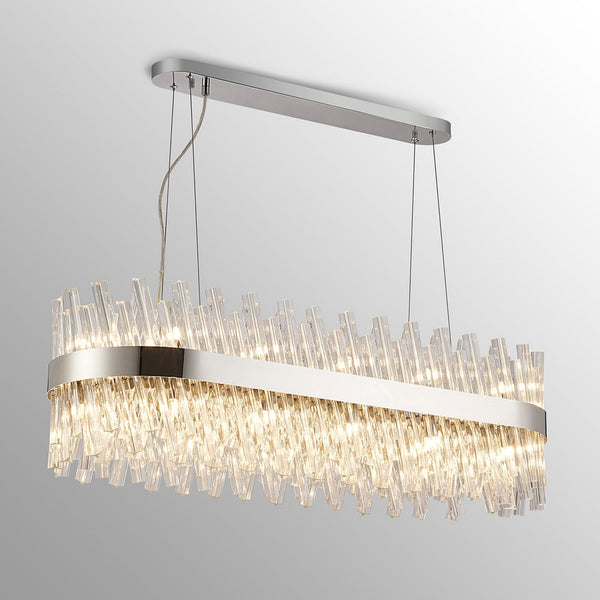 Kelly Twenty Four Light Oblong Pendant in Polished Nickel & Clear Glass