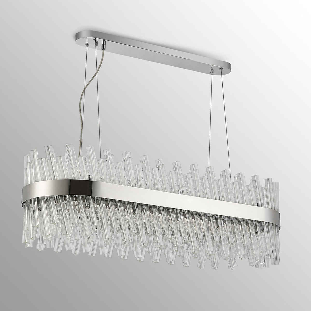 Kelly Twenty Four Light Oblong Pendant in Polished Nickel & Clear Glass