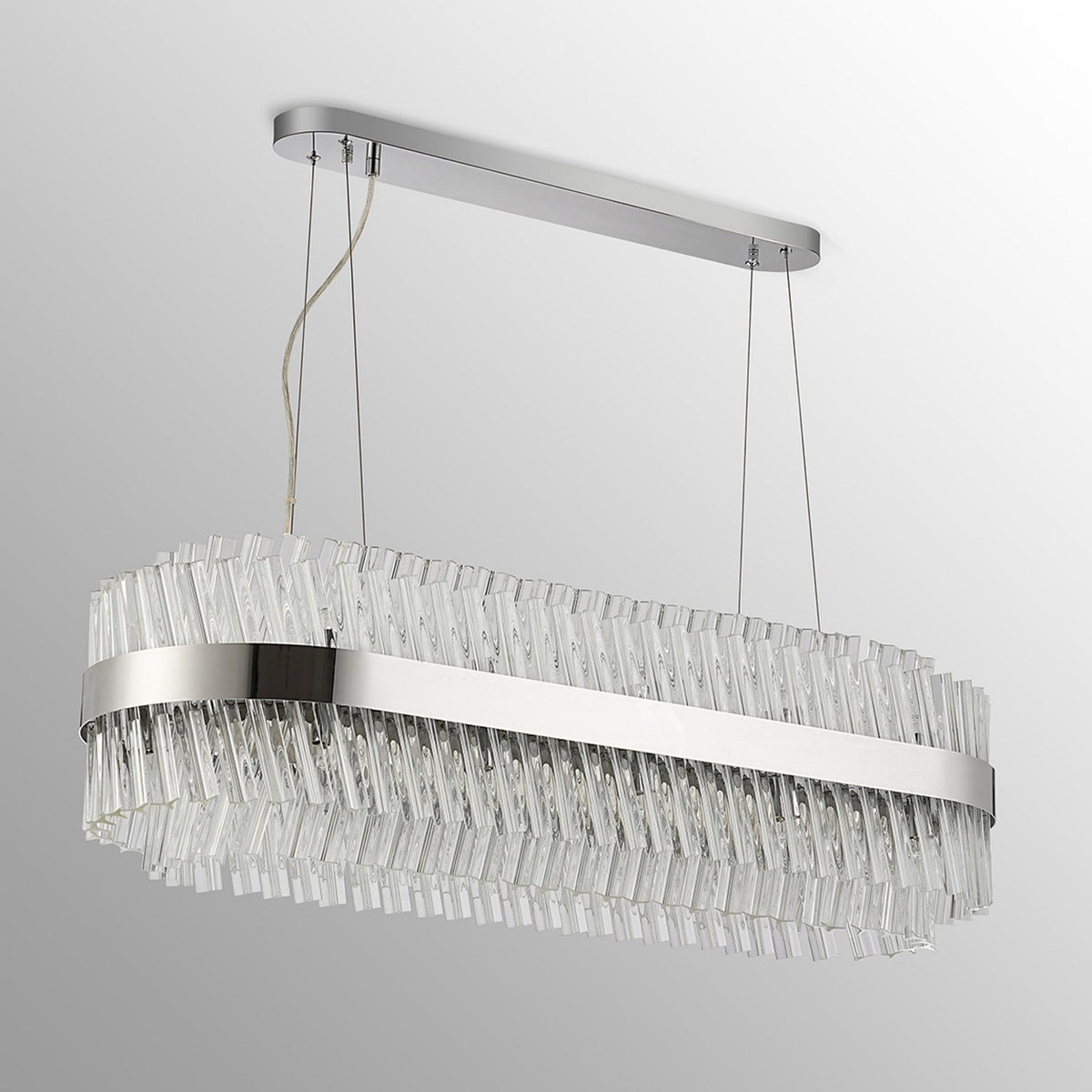 Kelly Twenty Four Light Oblong Pendant in Polished Nickel & Clear Glass