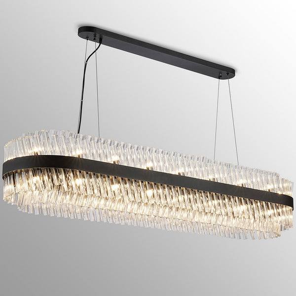 Kelly Thirty Six Light Oblong Pendant in Satin Black & Clear Glass