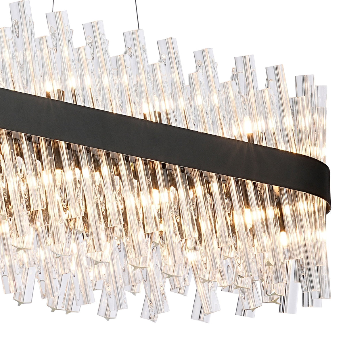 Kelly Thirty Six Light Oblong Pendant in Satin Black & Clear Glass