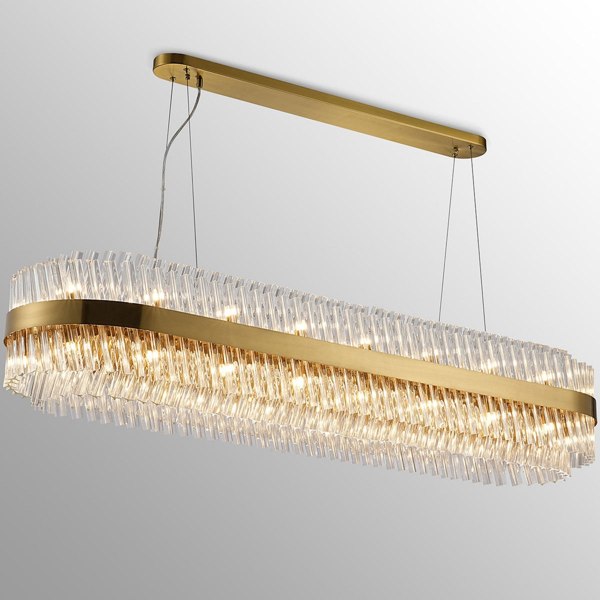 Kelly Thirty Six Light Oblong Pendant in Brass & Clear Glass