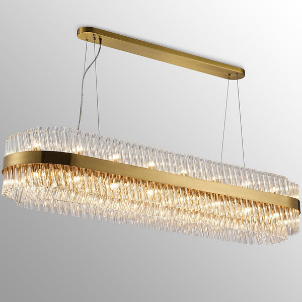 Kelly Thirty Six Light Oblong Pendant in Brass & Clear Glass