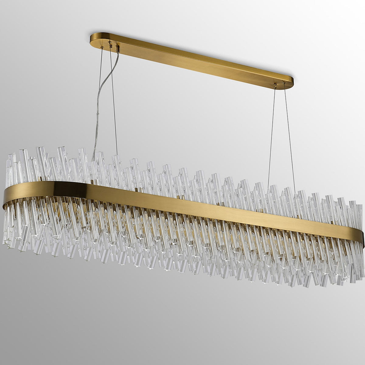 Kelly Thirty Six Light Oblong Pendant in Brass & Clear Glass