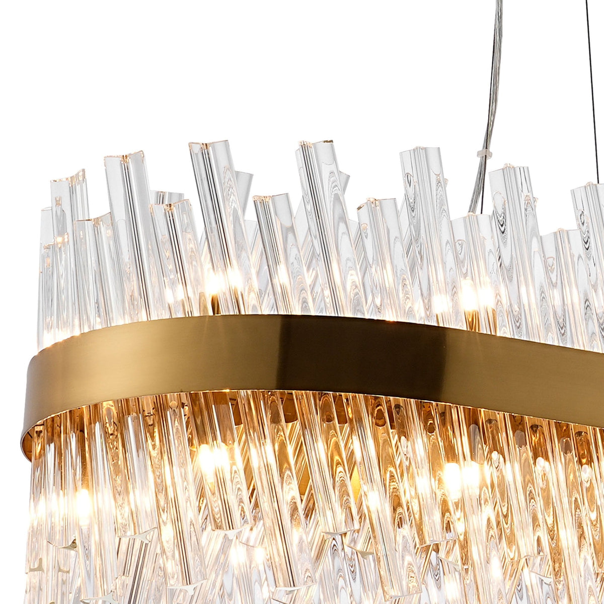Kelly Thirty Six Light Oblong Pendant in Brass & Clear Glass