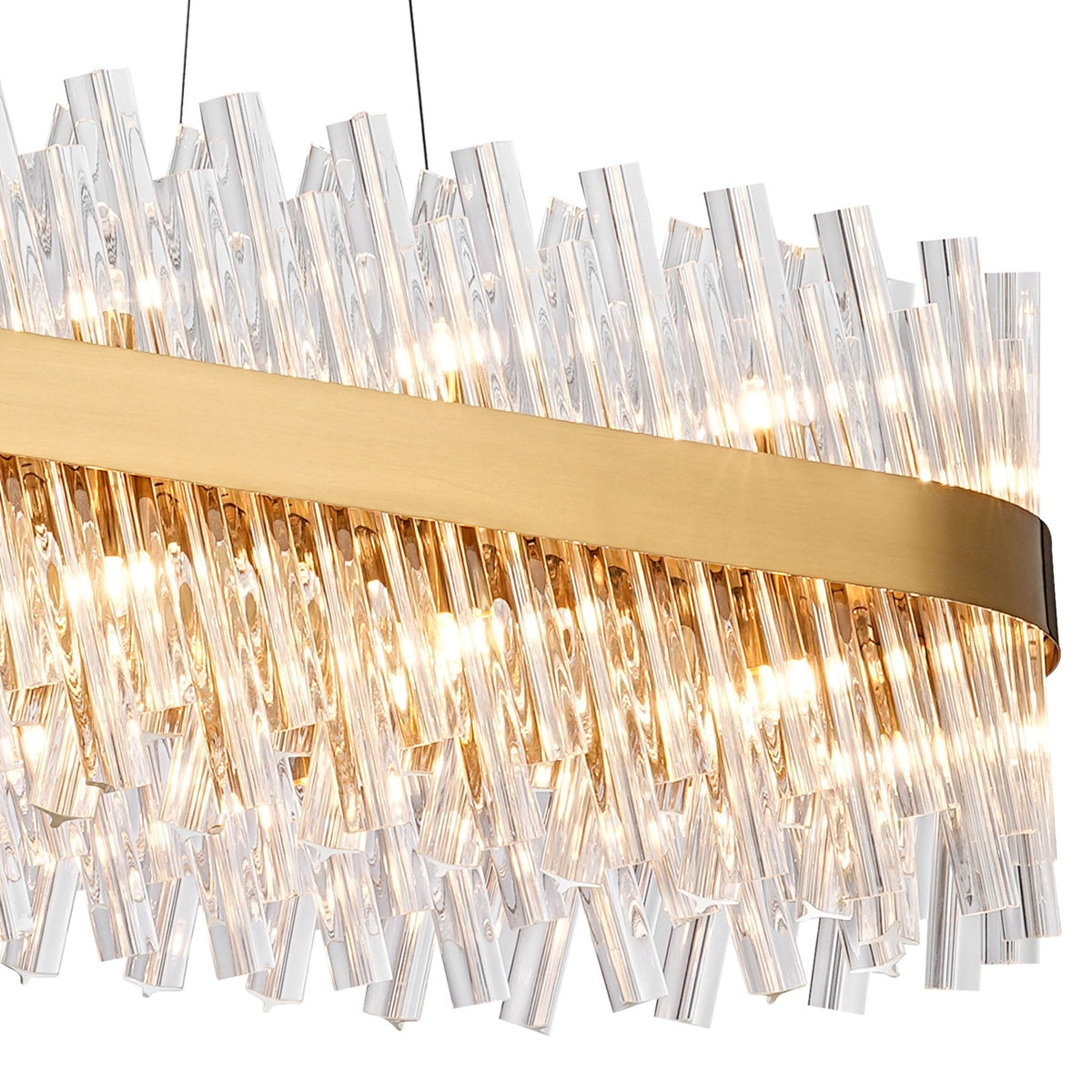 Kelly Thirty Six Light Oblong Pendant in Brass & Clear Glass