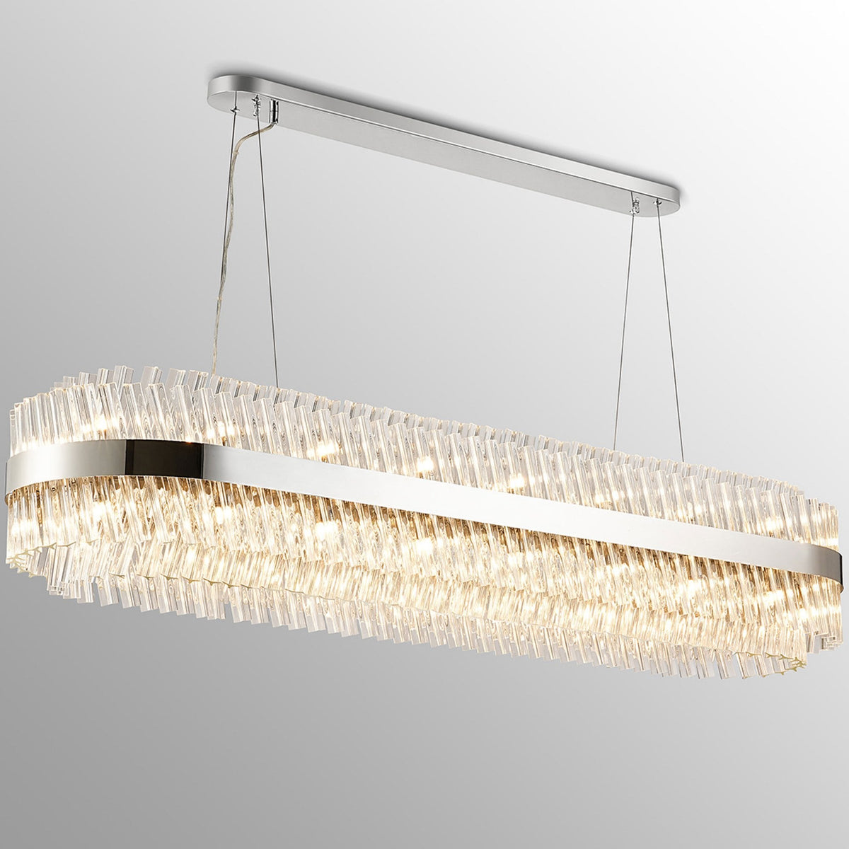 Kelly Thirty Six Light Oblong Pendant in Polished Nickel & Clear Glass