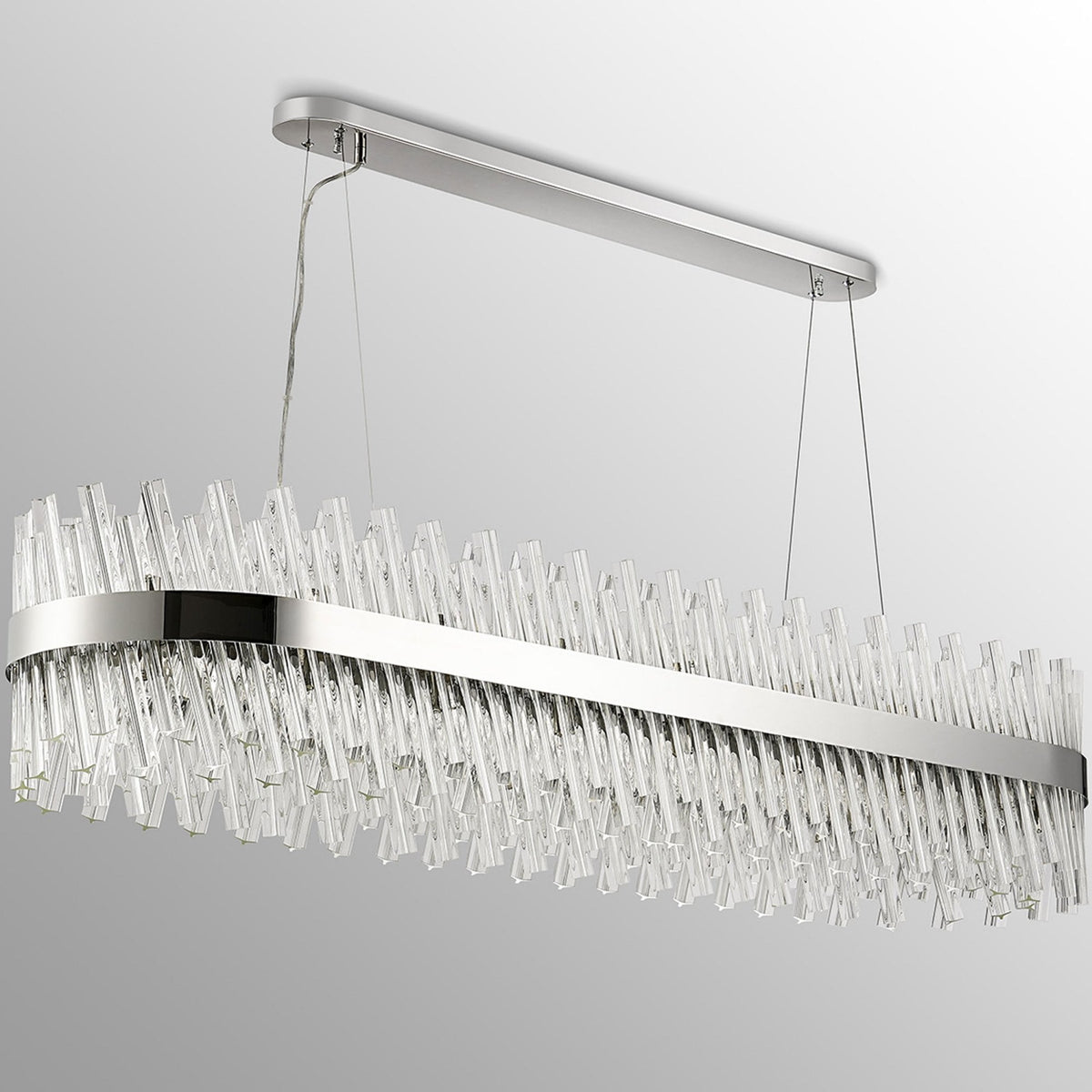 Kelly Thirty Six Light Oblong Pendant in Polished Nickel & Clear Glass