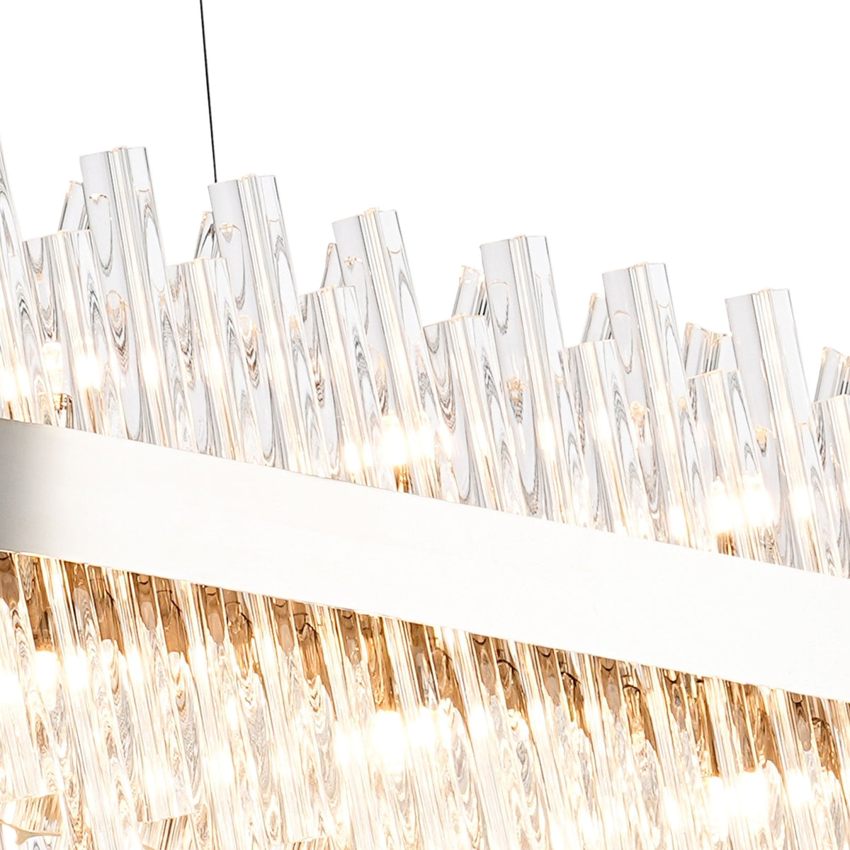 Kelly Thirty Six Light Oblong Pendant in Polished Nickel & Clear Glass