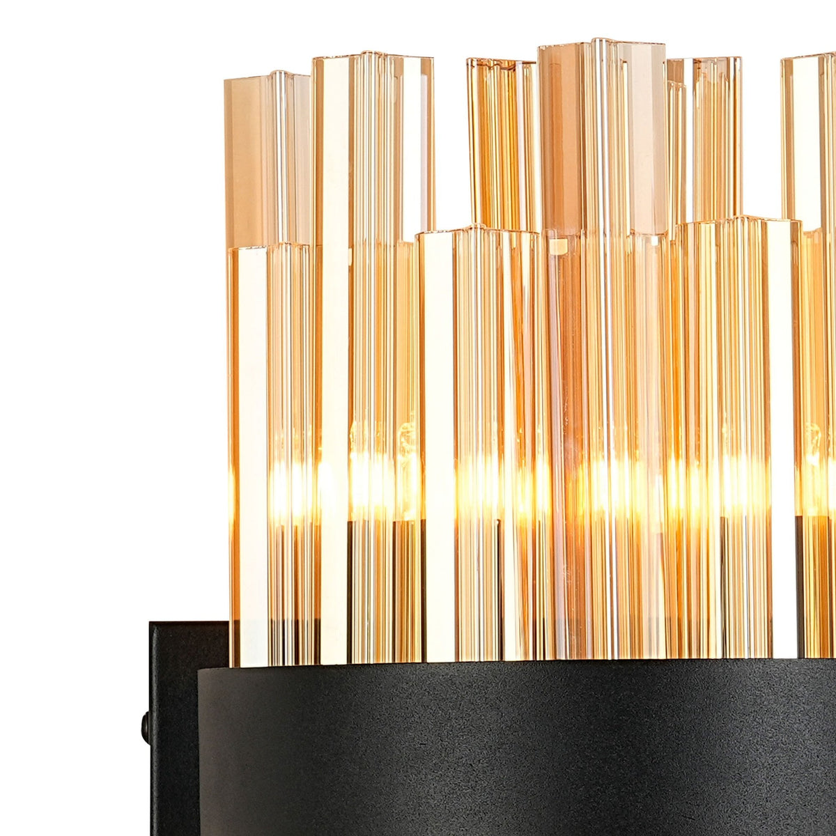 Kelly 300mm Wall Light in Satin Black & Amber Glass