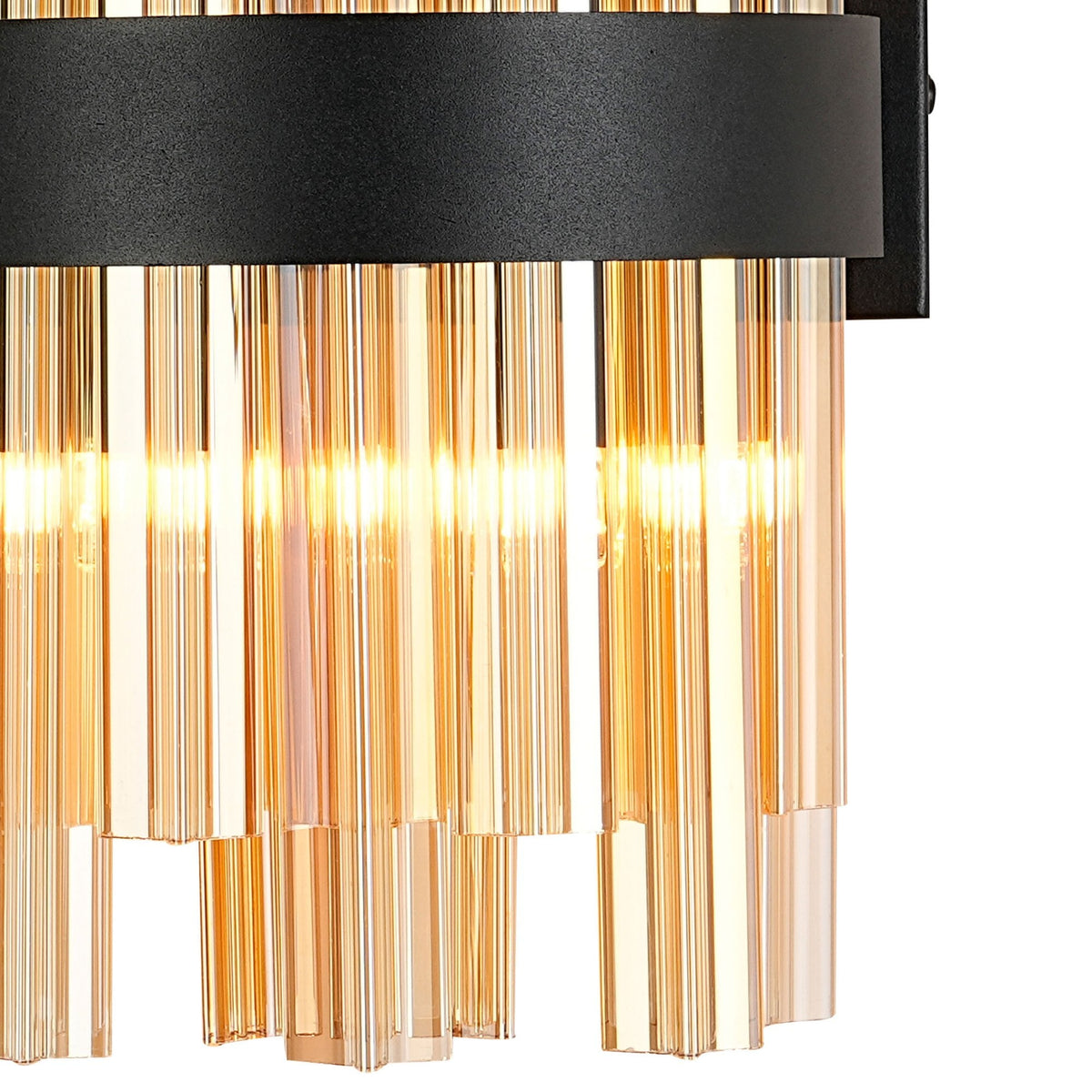 Kelly 300mm Wall Light in Satin Black & Amber Glass