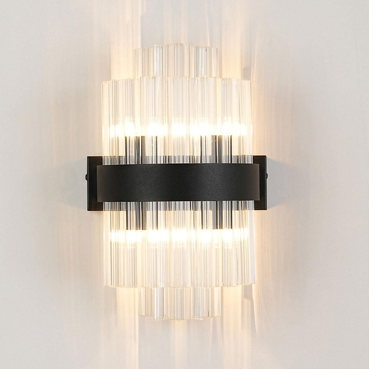 Kelly 300mm Wall Light in Satin Black & Clear Glass