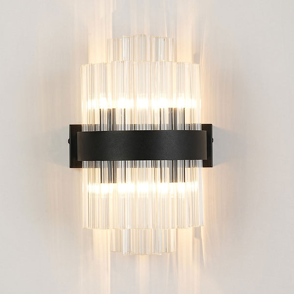 Kelly 300mm Wall Light in Satin Black & Clear Glass