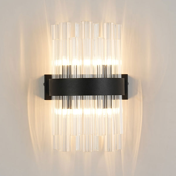 Kelly 300mm Wall Light in Satin Black & Clear Glass