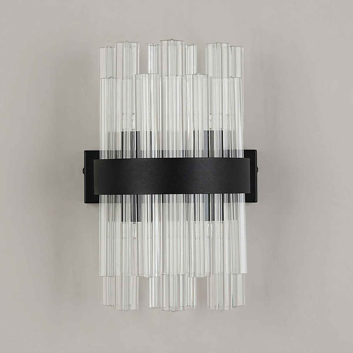 Kelly 300mm Wall Light in Satin Black & Clear Glass