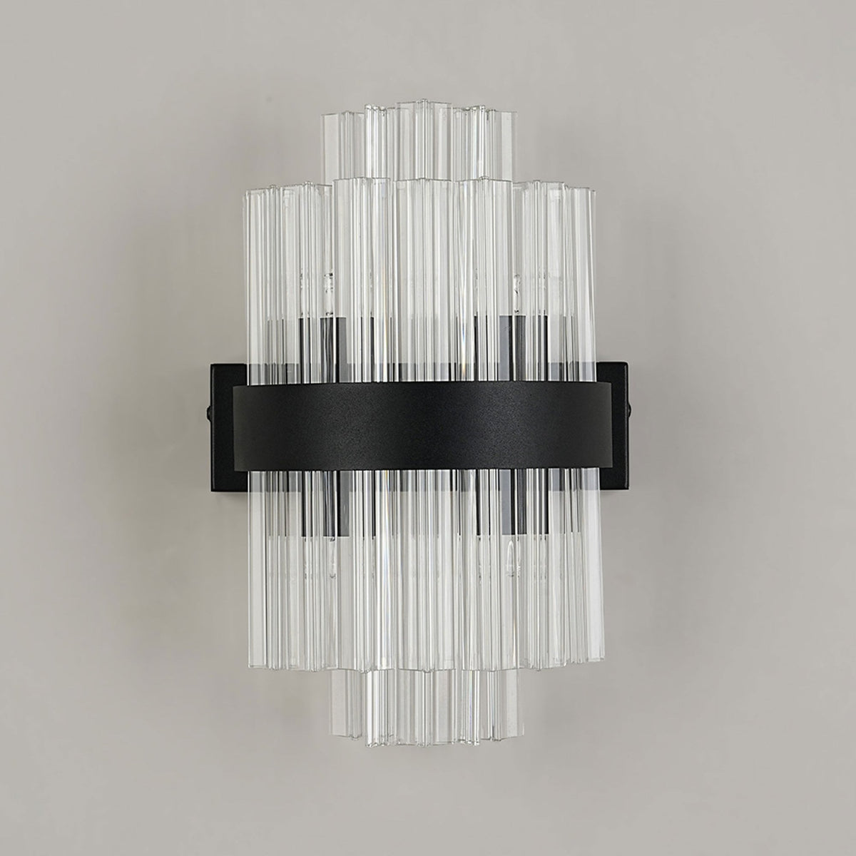 Kelly 300mm Wall Light in Satin Black & Clear Glass