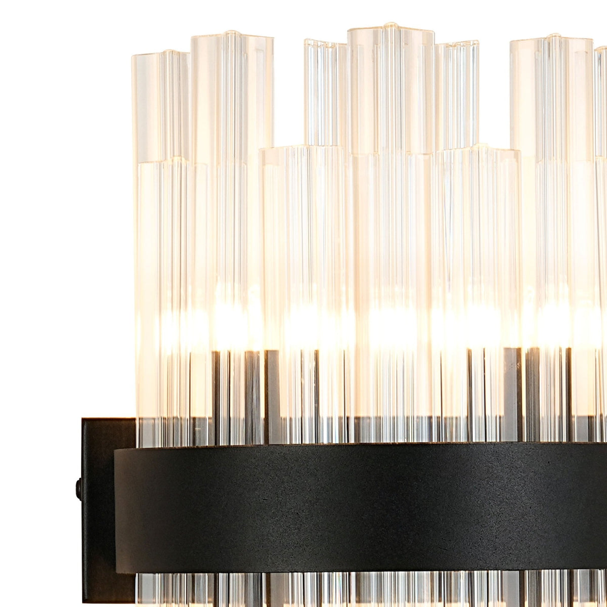 Kelly 300mm Wall Light in Satin Black & Clear Glass