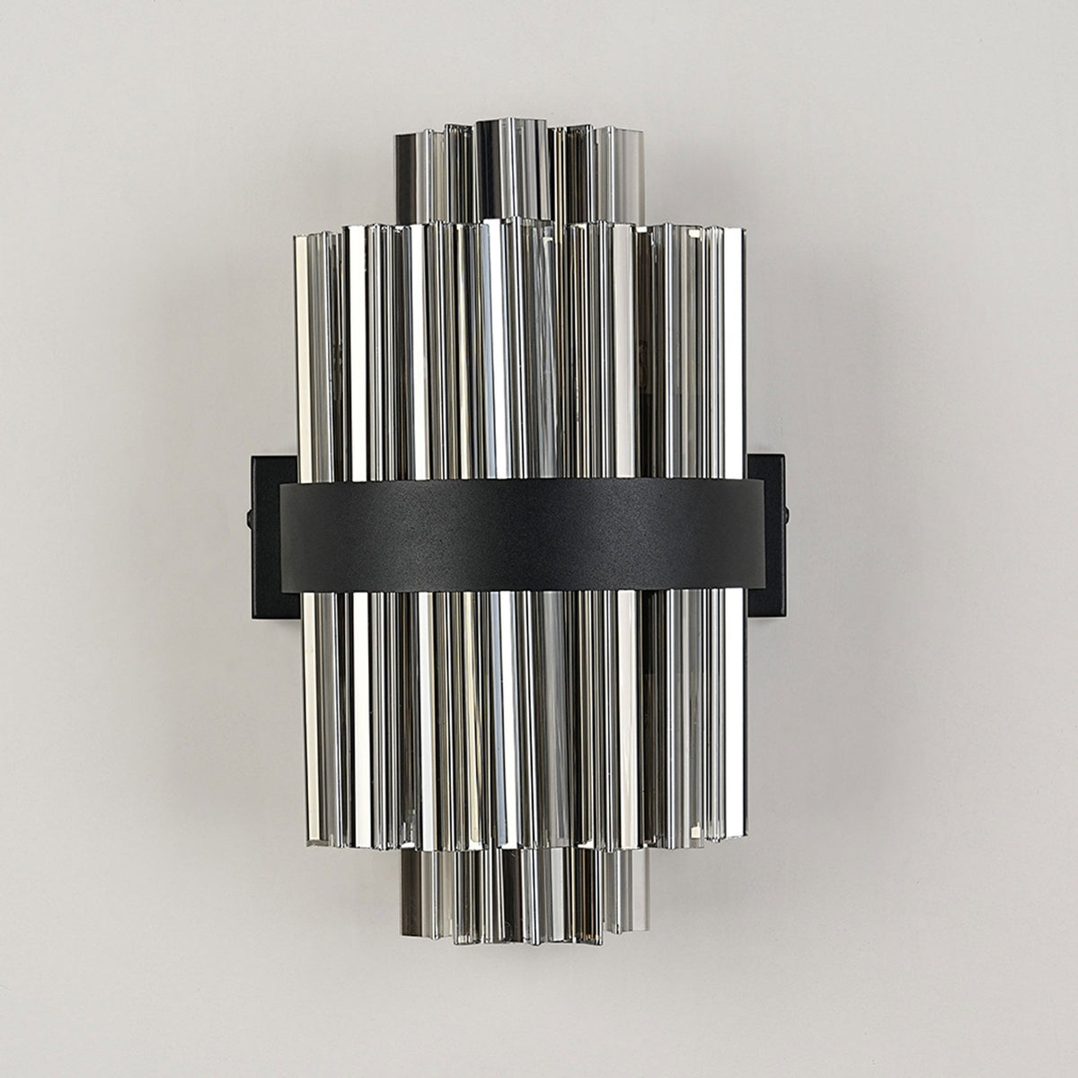 Kelly 300mm Wall Light in Satin Black & Smoke Glass