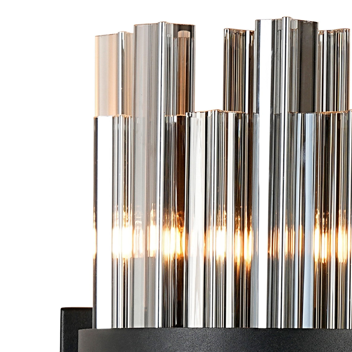 Kelly 300mm Wall Light in Satin Black & Smoke Glass