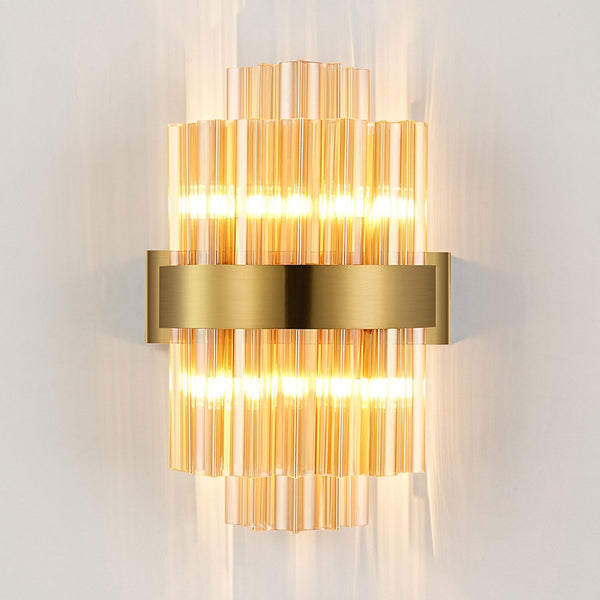 Kelly 300mm Wall Light in Brass & Amber Glass