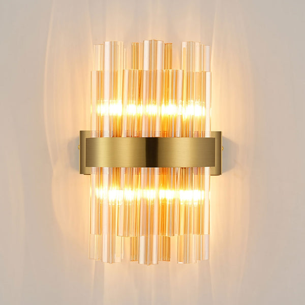 Kelly 300mm Wall Light in Brass & Amber Glass
