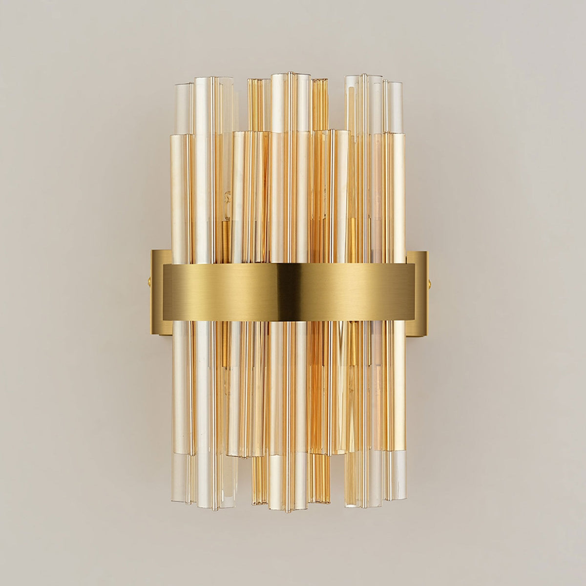 Kelly 300mm Wall Light in Brass & Amber Glass