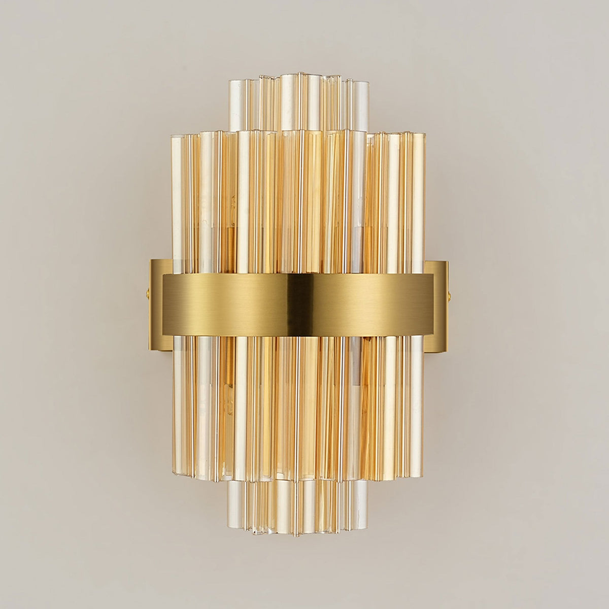 Kelly 300mm Wall Light in Brass & Amber Glass