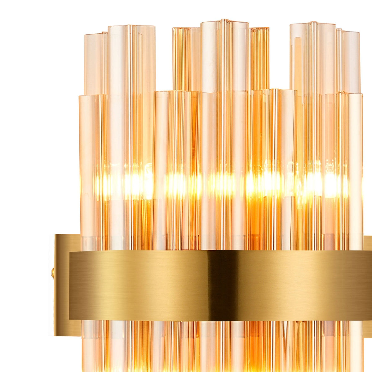 Kelly 300mm Wall Light in Brass & Amber Glass