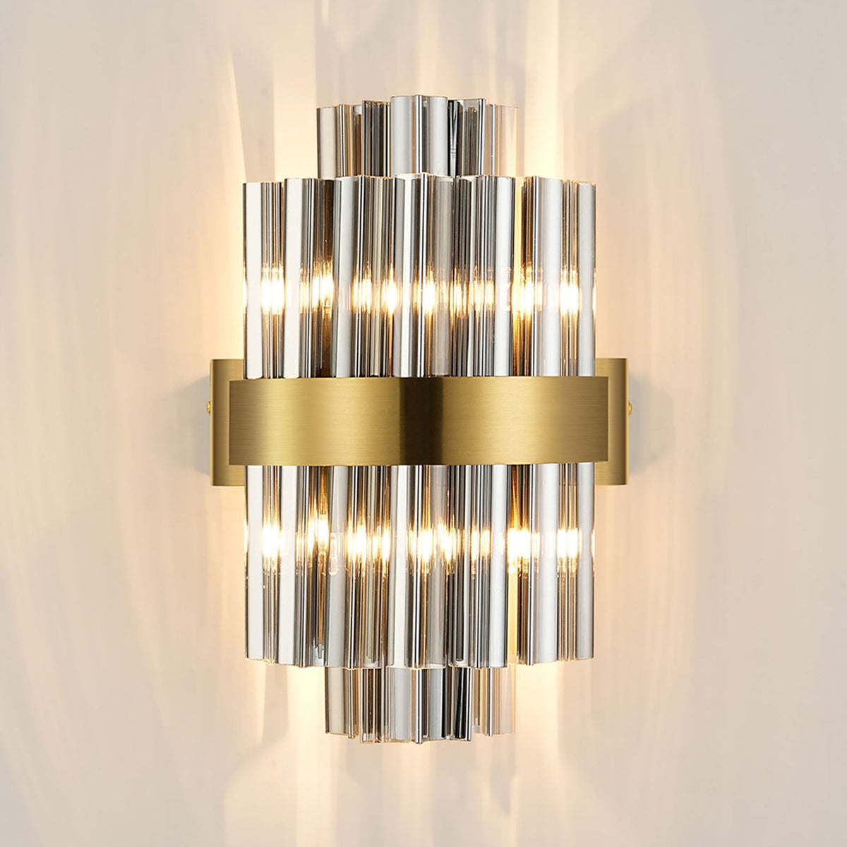 Kelly 300mm Wall Light in Brass & Smoke Glass