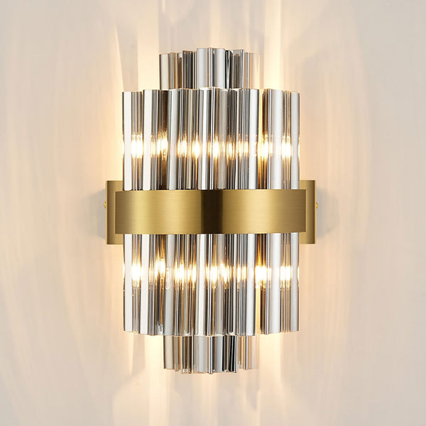 Kelly 300mm Wall Light in Brass & Smoke Glass