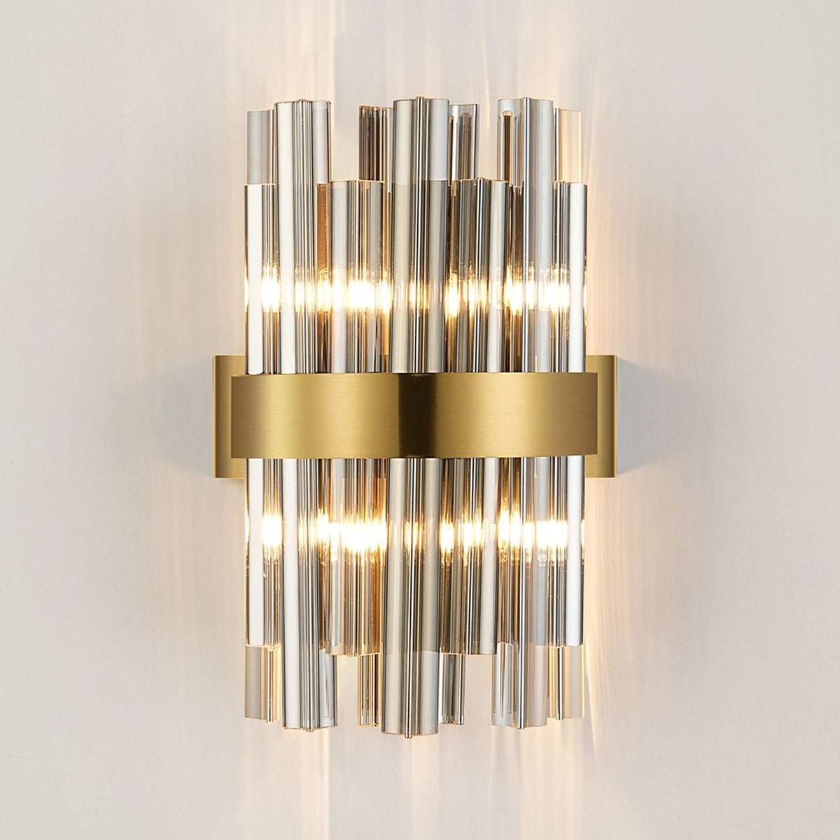 Kelly 300mm Wall Light in Brass & Smoke Glass