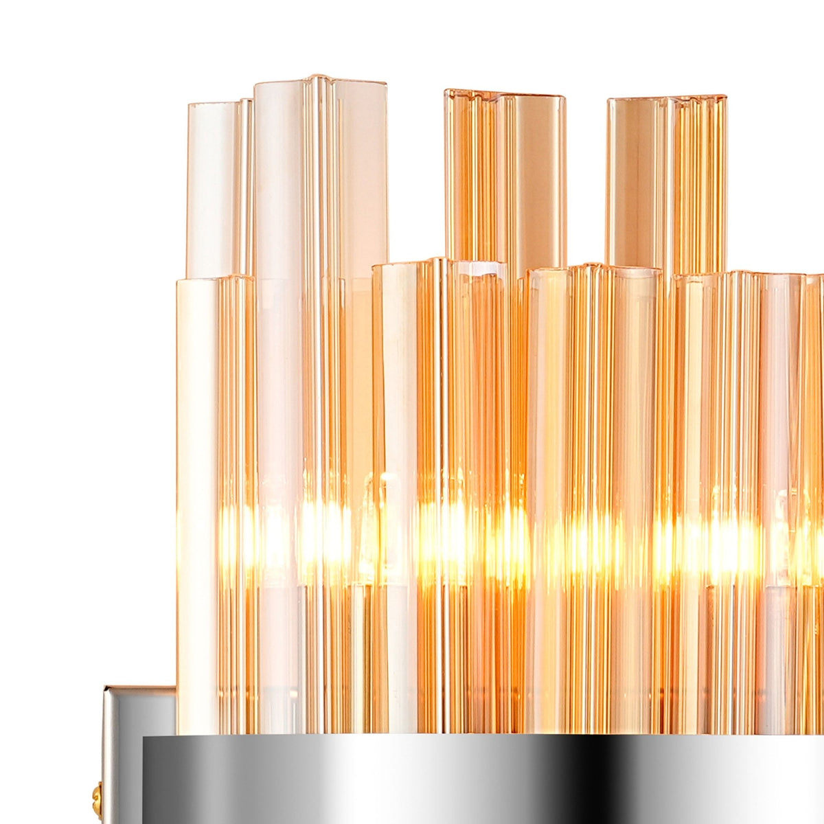 Kelly 300mm Wall Light in Polished Nickel & Amber Glass