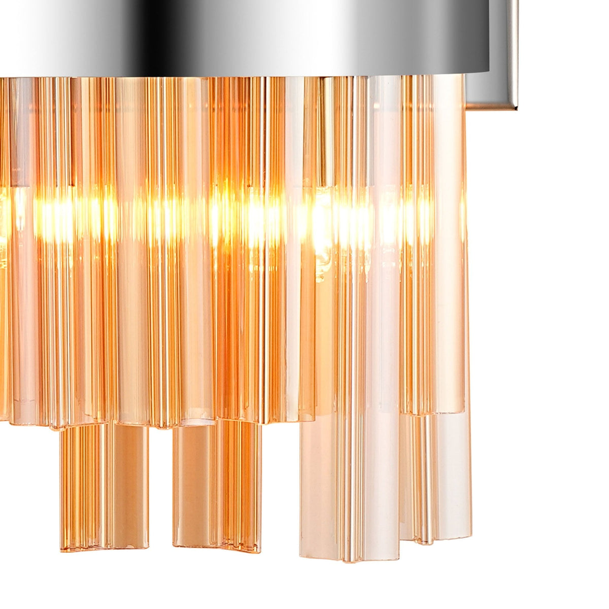 Kelly 300mm Wall Light in Polished Nickel & Amber Glass