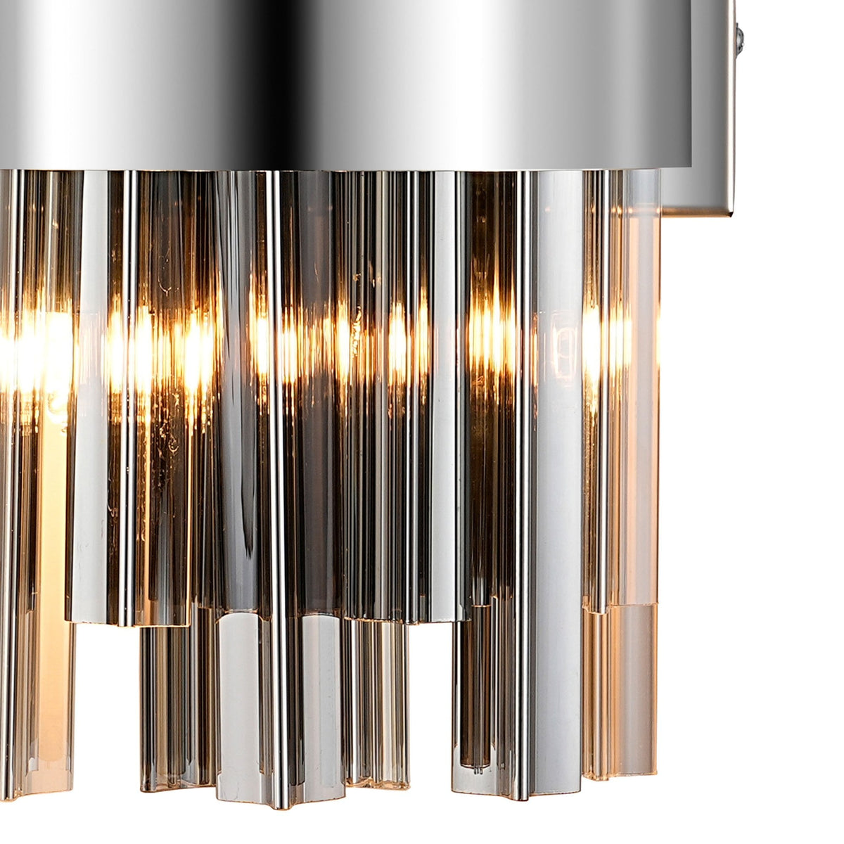 Kelly 300mm Wall Light in Polished Nickel & Smoke Glass