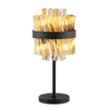 Kelly Table Lamp in Satin Black & Amber Glass