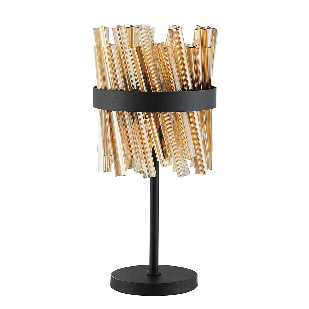 Kelly Table Lamp in Satin Black & Amber Glass