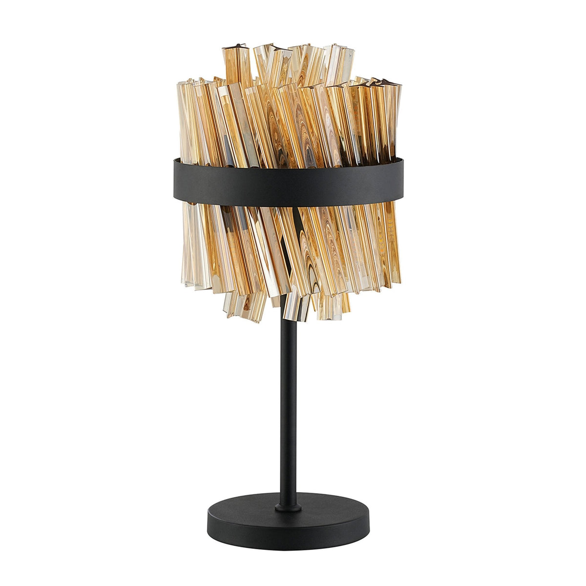 Kelly Table Lamp in Satin Black & Amber Glass