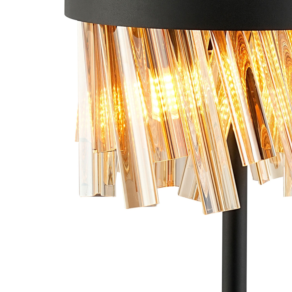 Kelly Table Lamp in Satin Black & Amber Glass