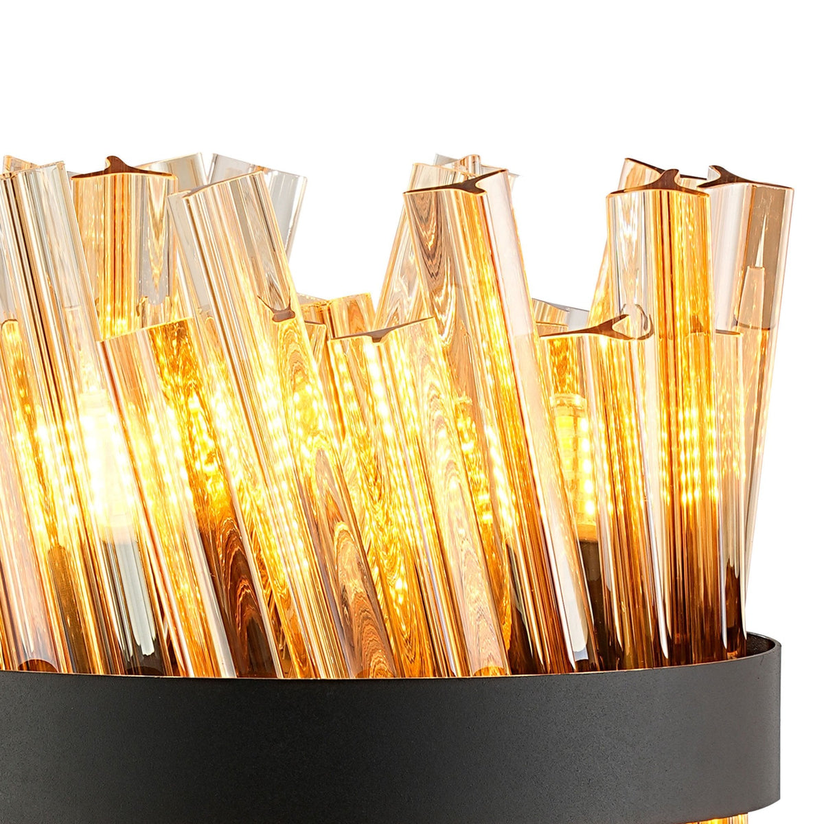 Kelly Table Lamp in Satin Black & Amber Glass