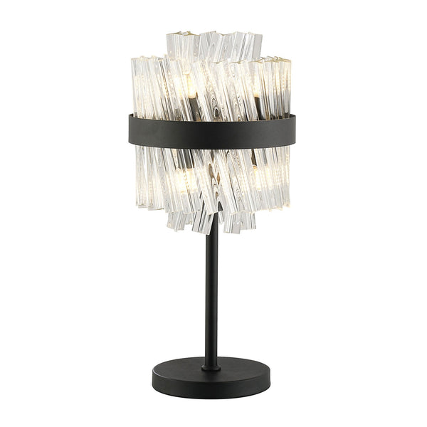 Kelly Table Lamp in Satin Black & Clear Glass