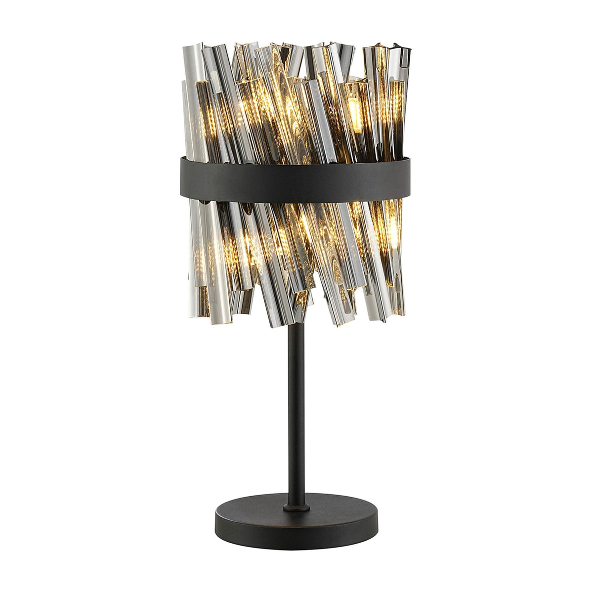 Kelly Table Lamp in Satin Black & Smoke Glass