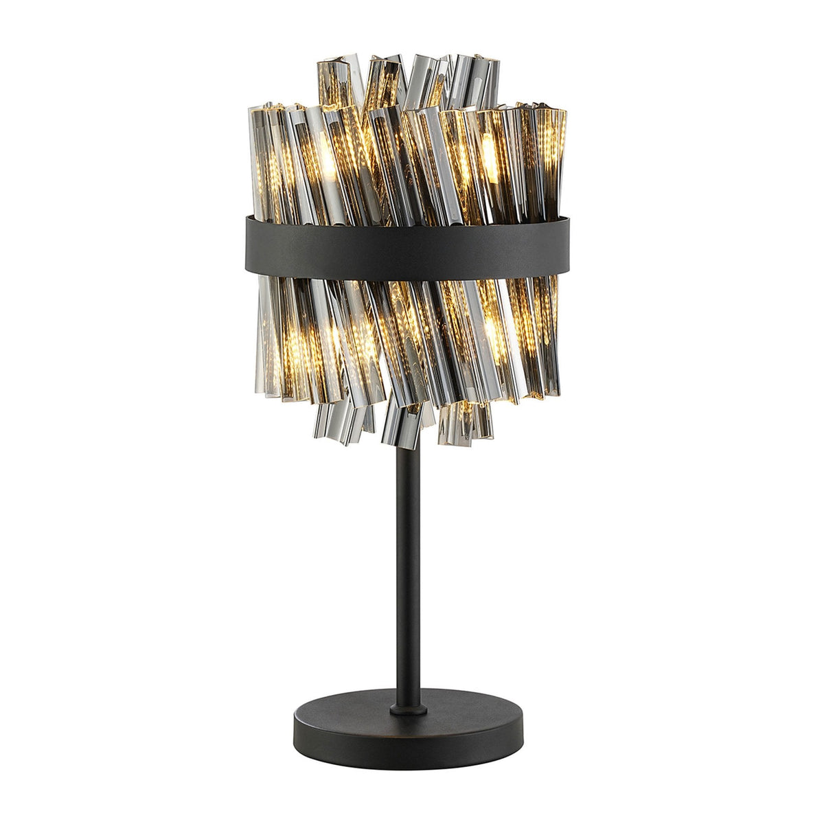 Kelly Table Lamp in Satin Black & Smoke Glass