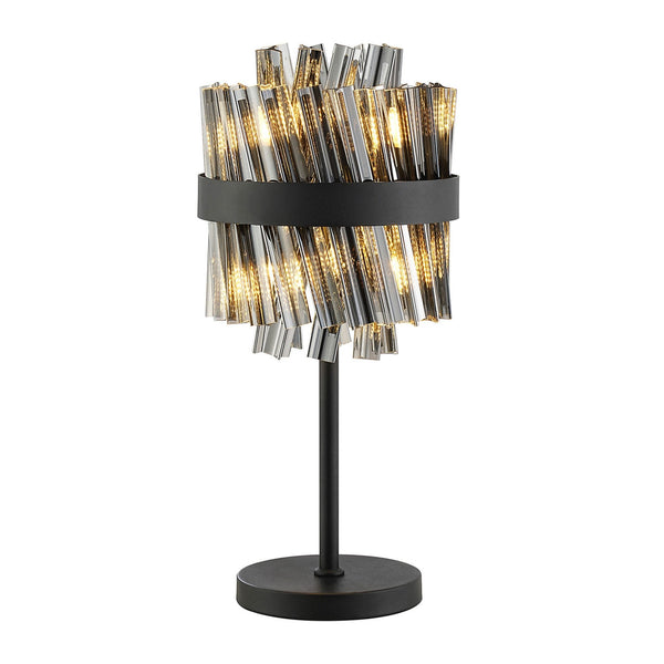 Kelly Table Lamp in Satin Black & Smoke Glass