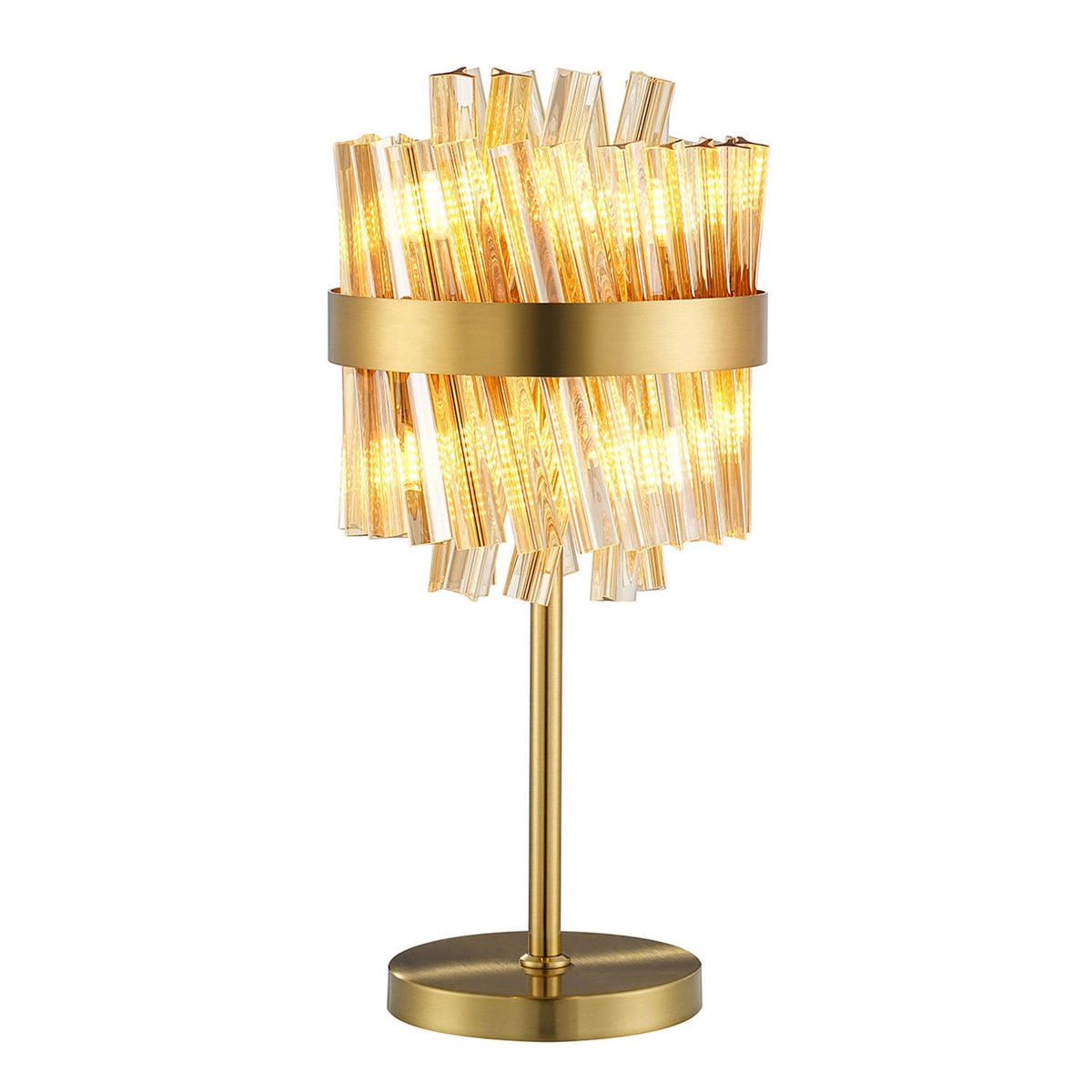 Kelly Table Lamp in Brass & Amber Glass
