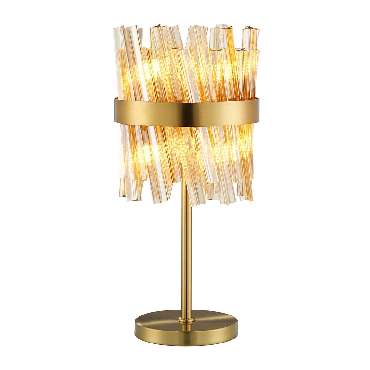 Kelly Table Lamp in Brass & Amber Glass
