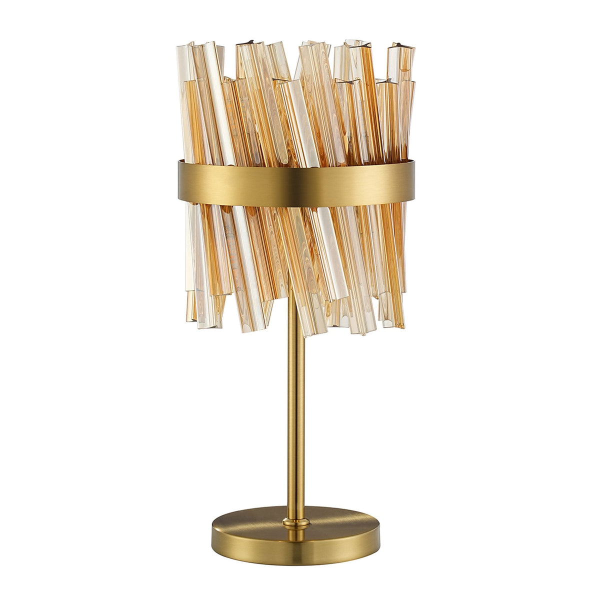 Kelly Table Lamp in Brass & Amber Glass
