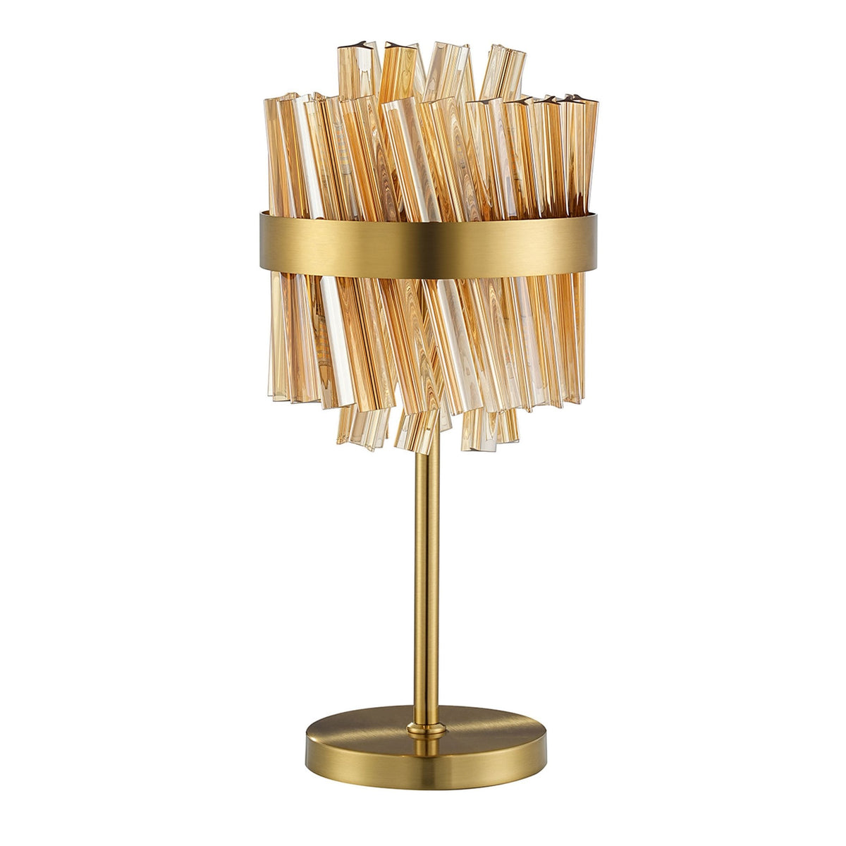 Kelly Table Lamp in Brass & Amber Glass