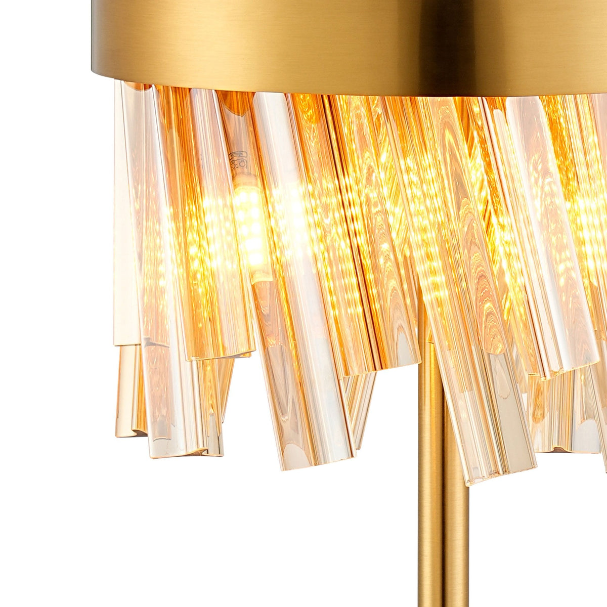 Kelly Table Lamp in Brass & Amber Glass