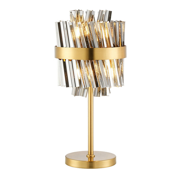 Kelly Table Lamp in Brass & Smoke Glass